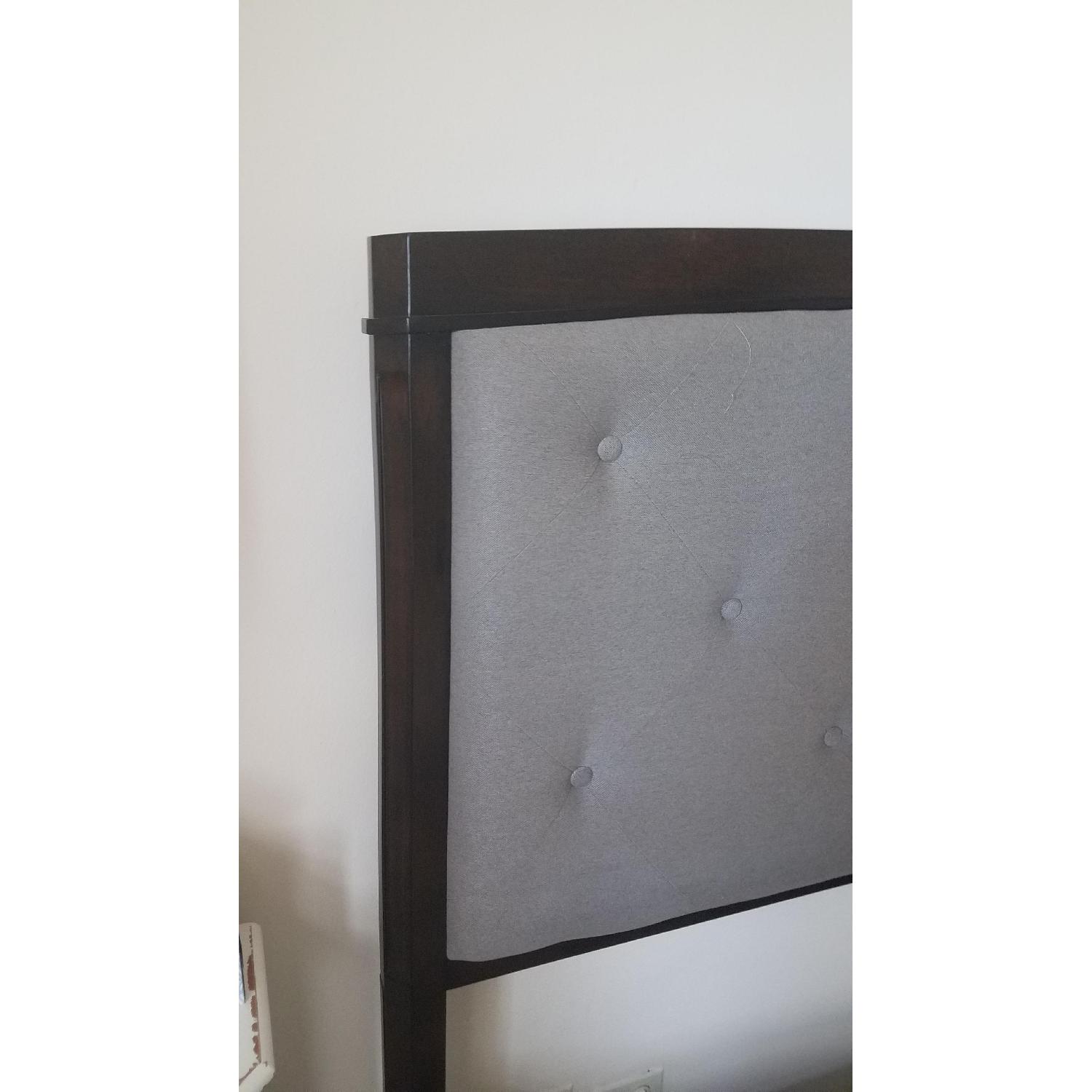 Raymour & Flanigan Merlot Wood Bed w/ Tufted Headboard - image-10