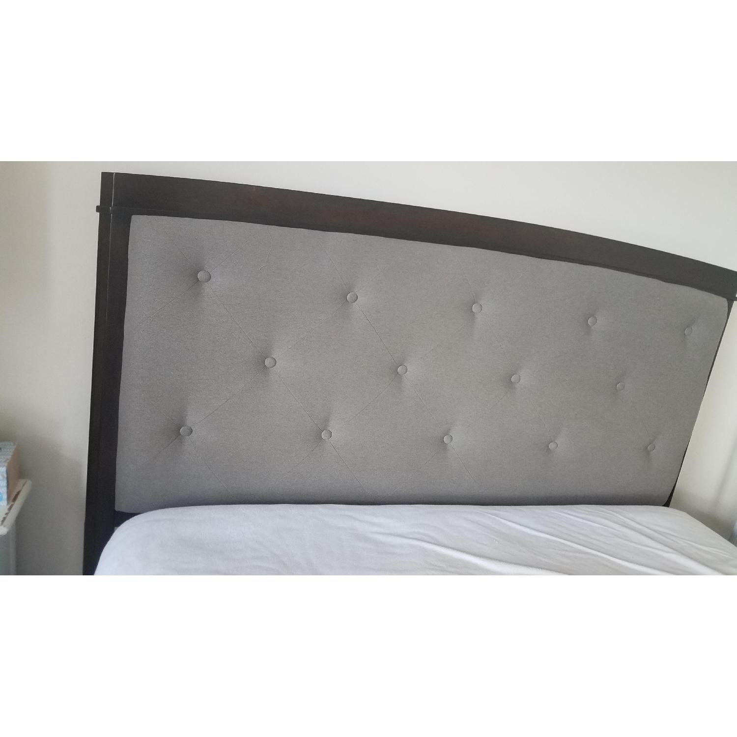Raymour & Flanigan Merlot Wood Bed w/ Tufted Headboard AptDeco