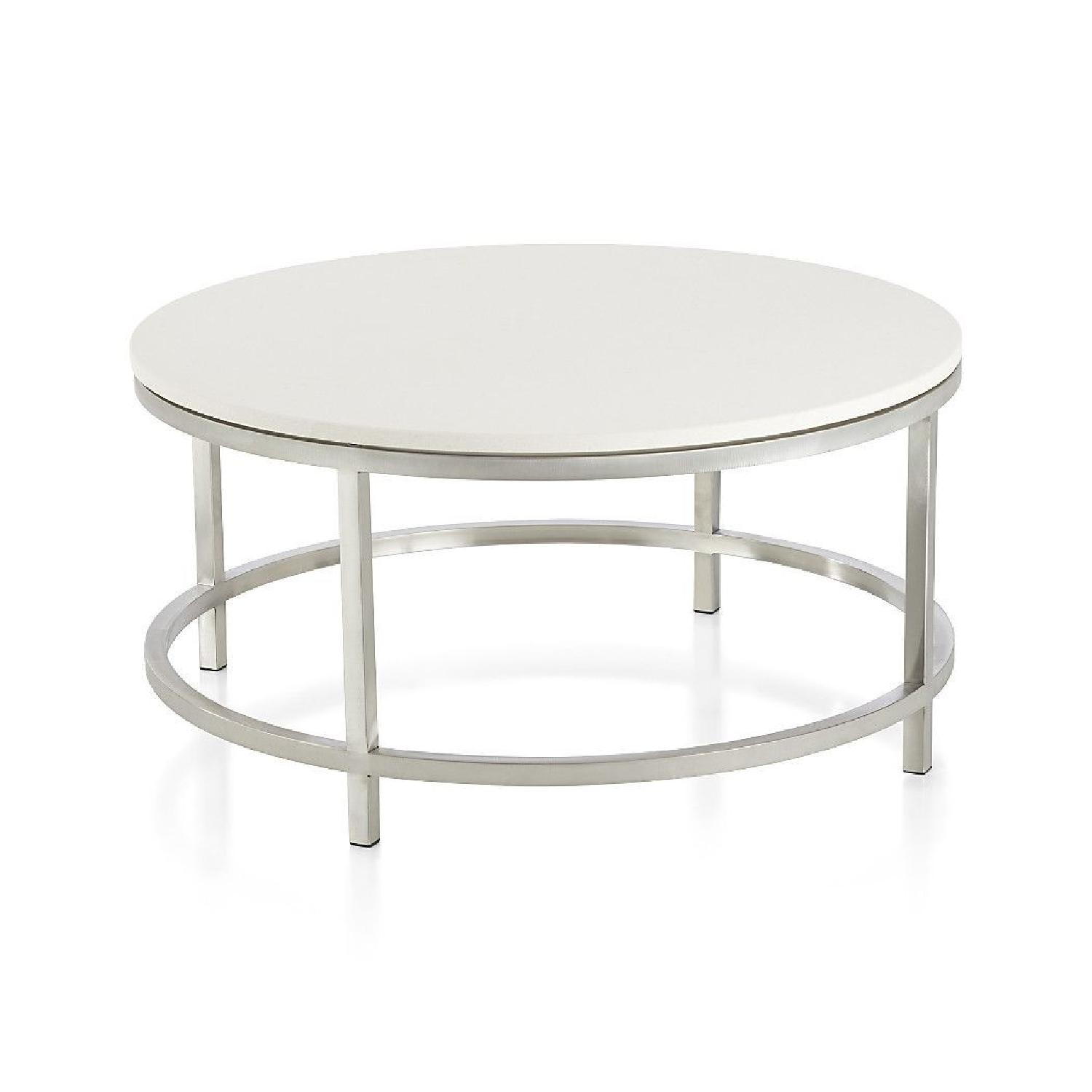 Crate & Barrel Era Limestone Round Coffee Table AptDeco
