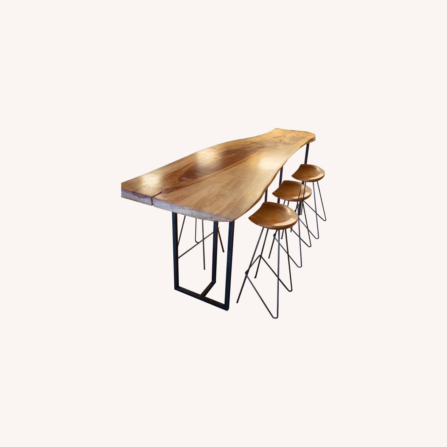 Custom Reclaimed Wood Table w/ 4 Stools - image-0