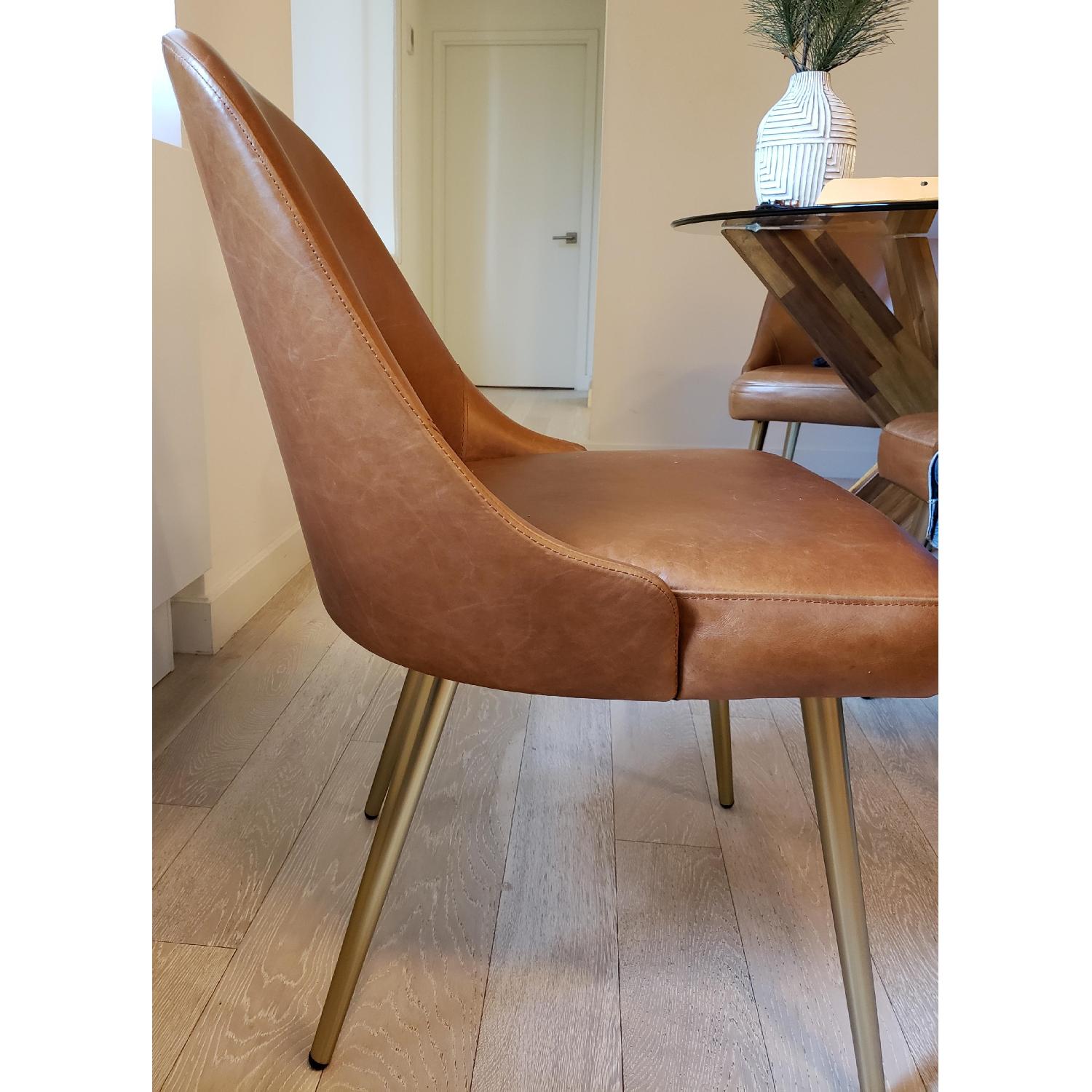 MidCentury Leather Dining Chair in Saddle/Blackened Brass AptDeco