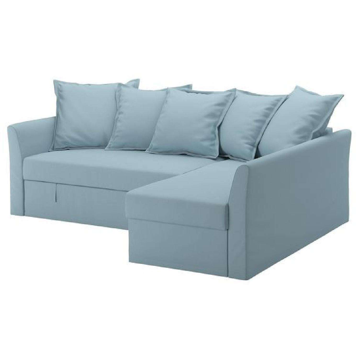Ikea Holmsund 3-Seat Sleeper Sectional Sofa in Light Blue