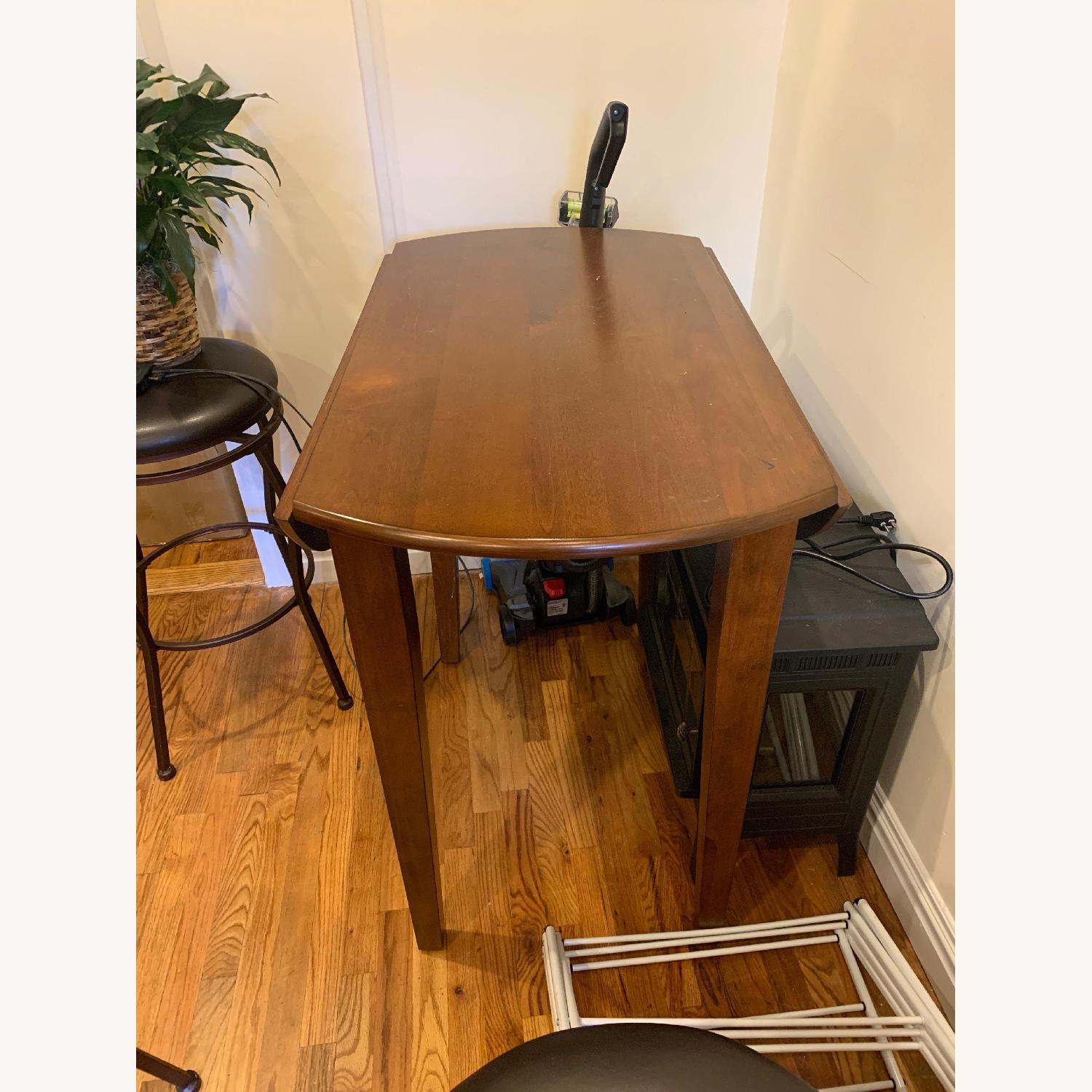 Dark Wood Drop Leaf High Top Table - image-3