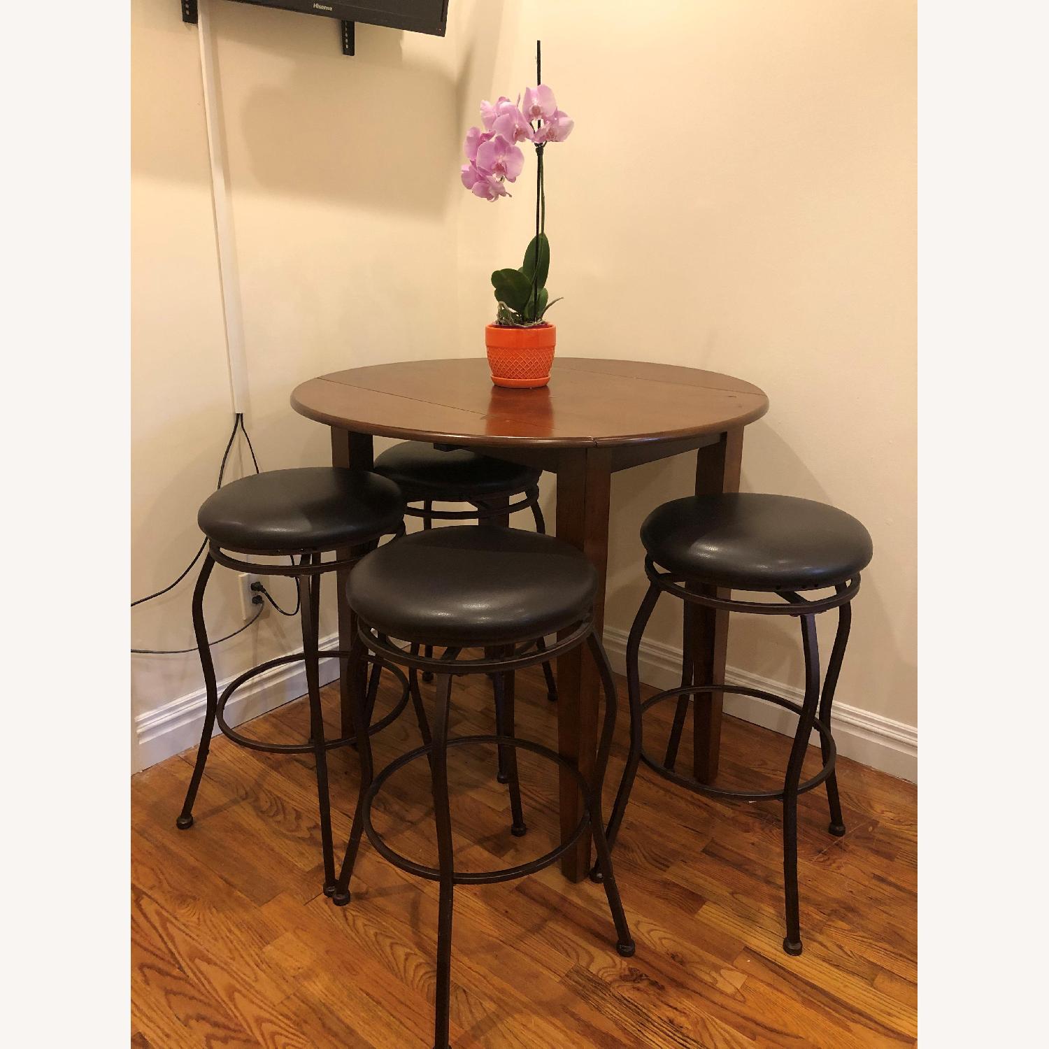 Dark Wood Drop Leaf High Top Table - image-1