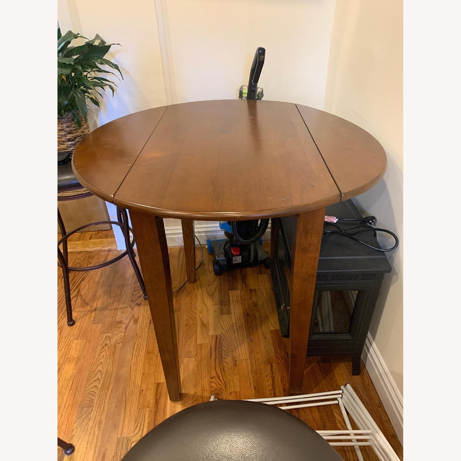 Dark Wood Drop Leaf High Top Table - image-2