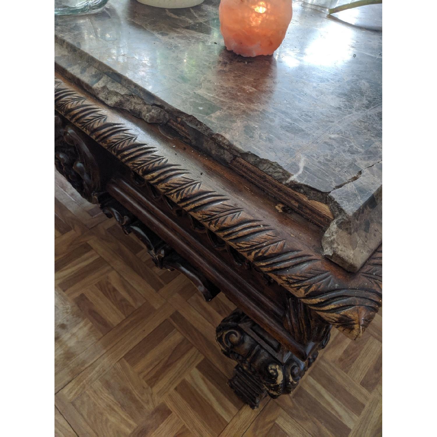 Solid Wood Granite Top Coffee Table - image-5