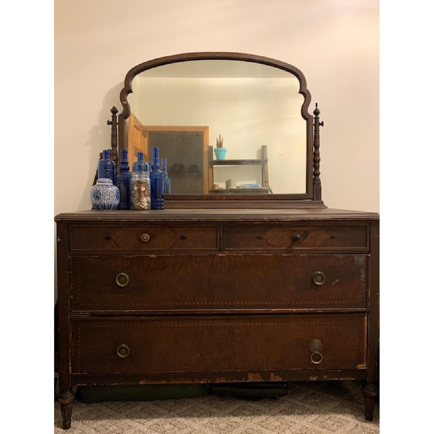 Vintage Gothic Style Dresser w/ Mirror - image-6