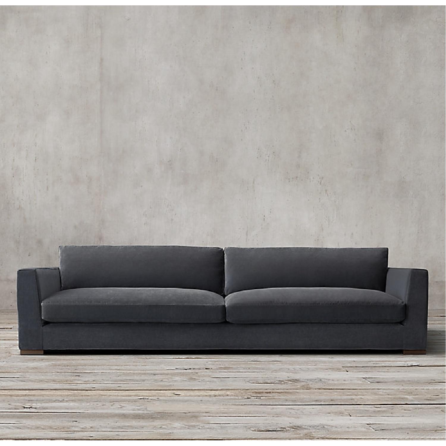 Restoration Hardware Velvet Sofa - image-5