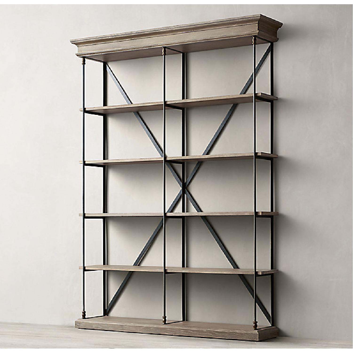 Restoration Hardware Parisian Cornice Double Shelving Unit AptDeco