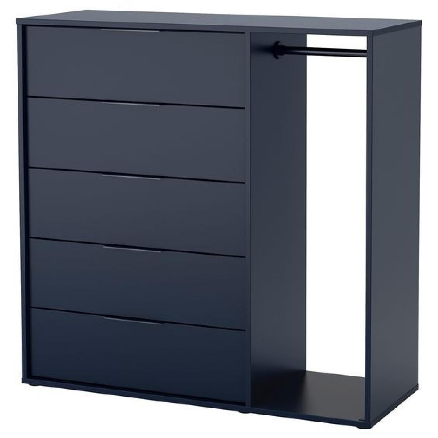 Ikea Nordmela Blue Dresser w/ Clothes Rail - image-0