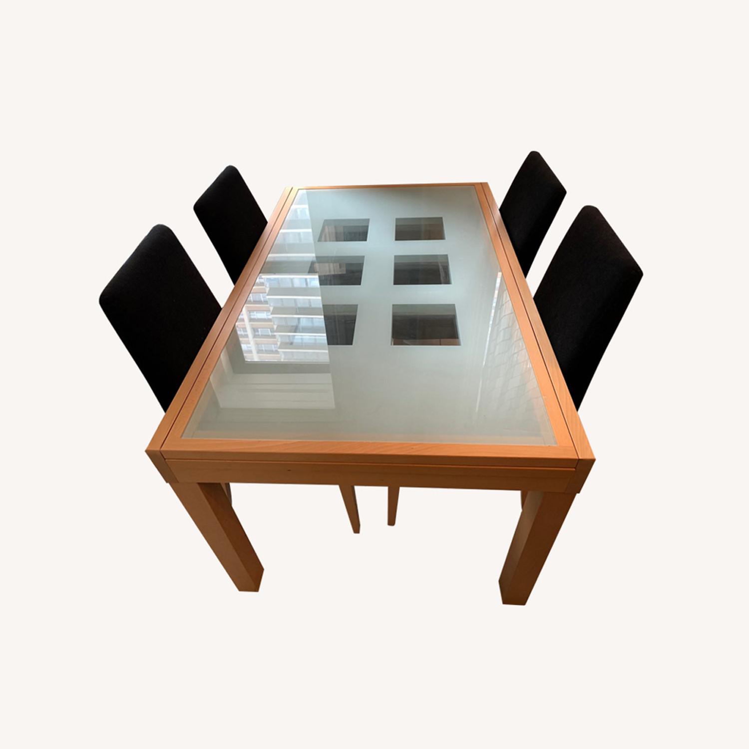 Expandable Glass Top Dining Table w/ 4 Chairs - image-0