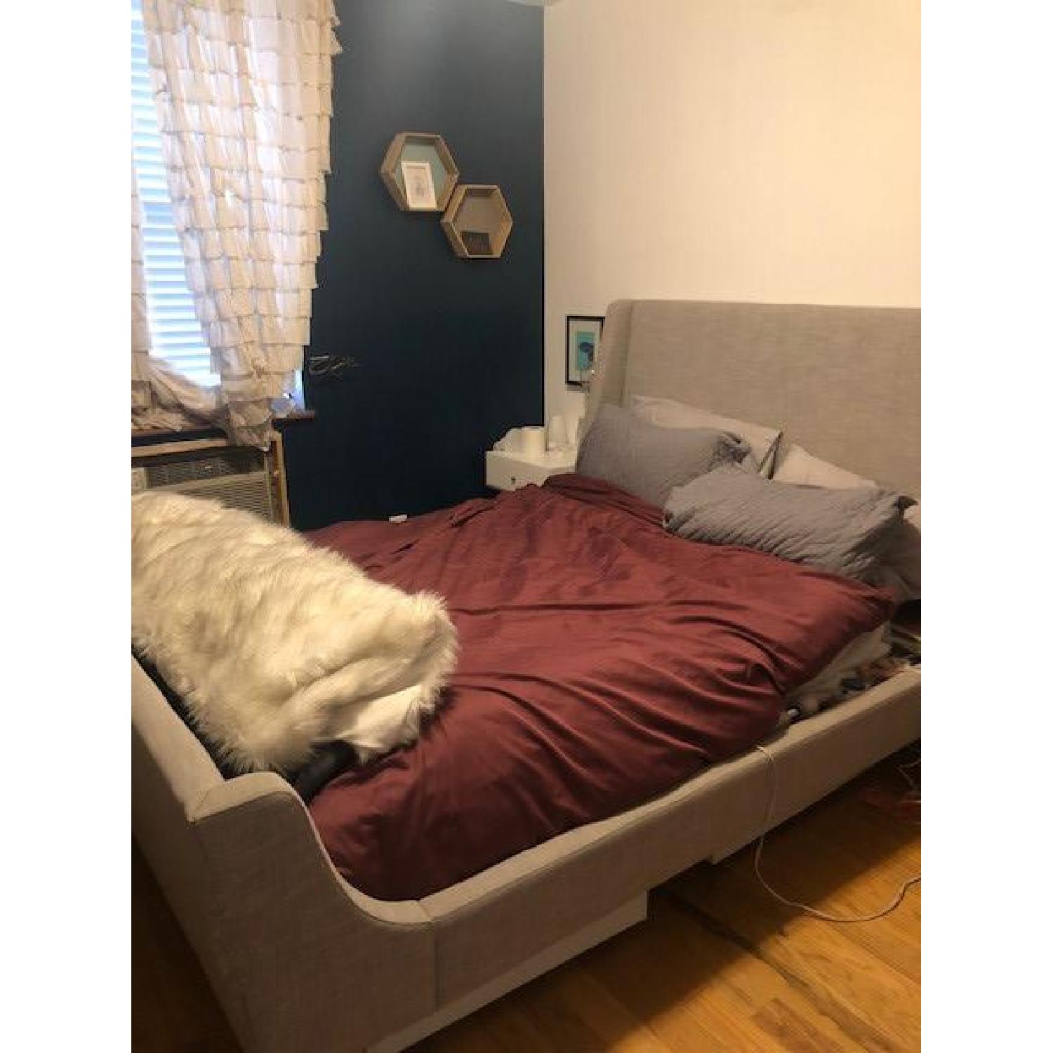 West Elm Upholstered Queen Sleigh Bed - image-4