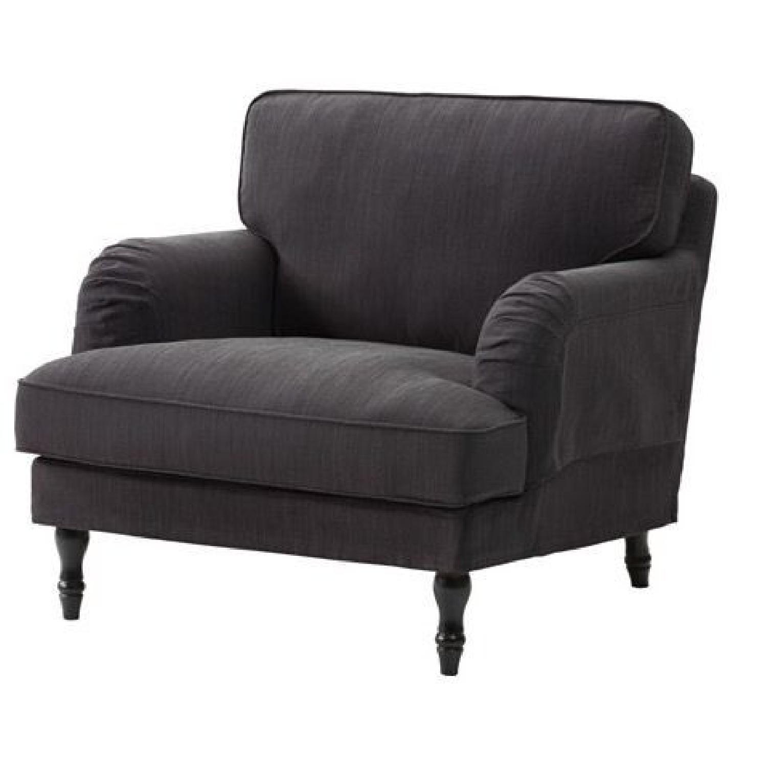 Ikea Stocksund Dark Grey/Blue Armchair AptDeco