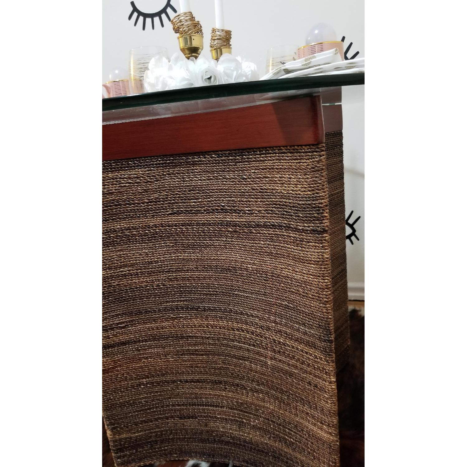 Pier 1 Round Glass Top & Seagrass Base Dining Table - image-2