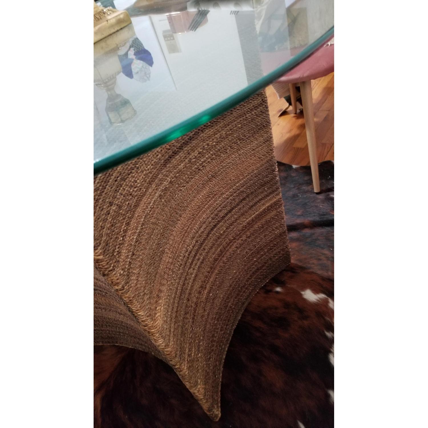 Pier 1 Round Glass Top & Seagrass Base Dining Table - image-5