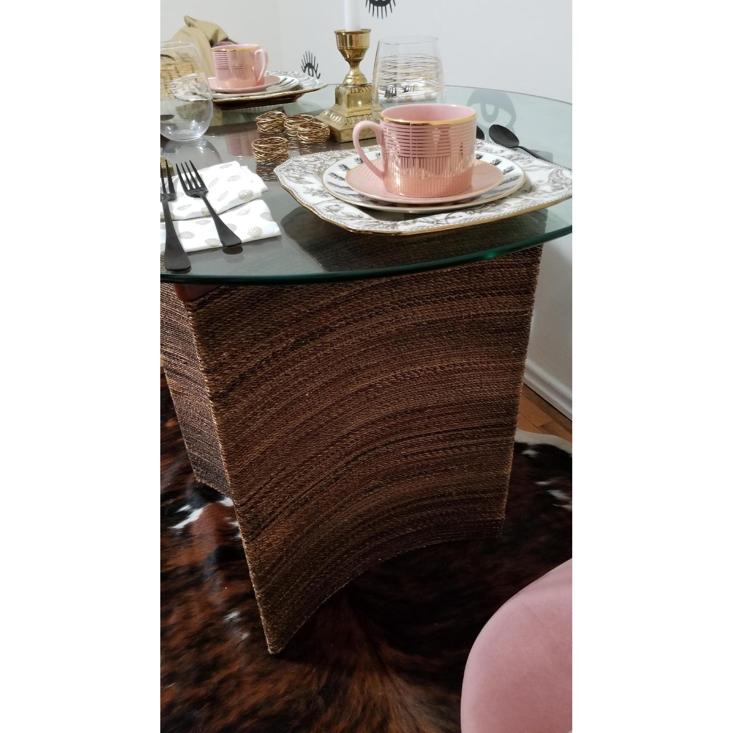Pier 1 Round Glass Top & Seagrass Base Dining Table - image-6
