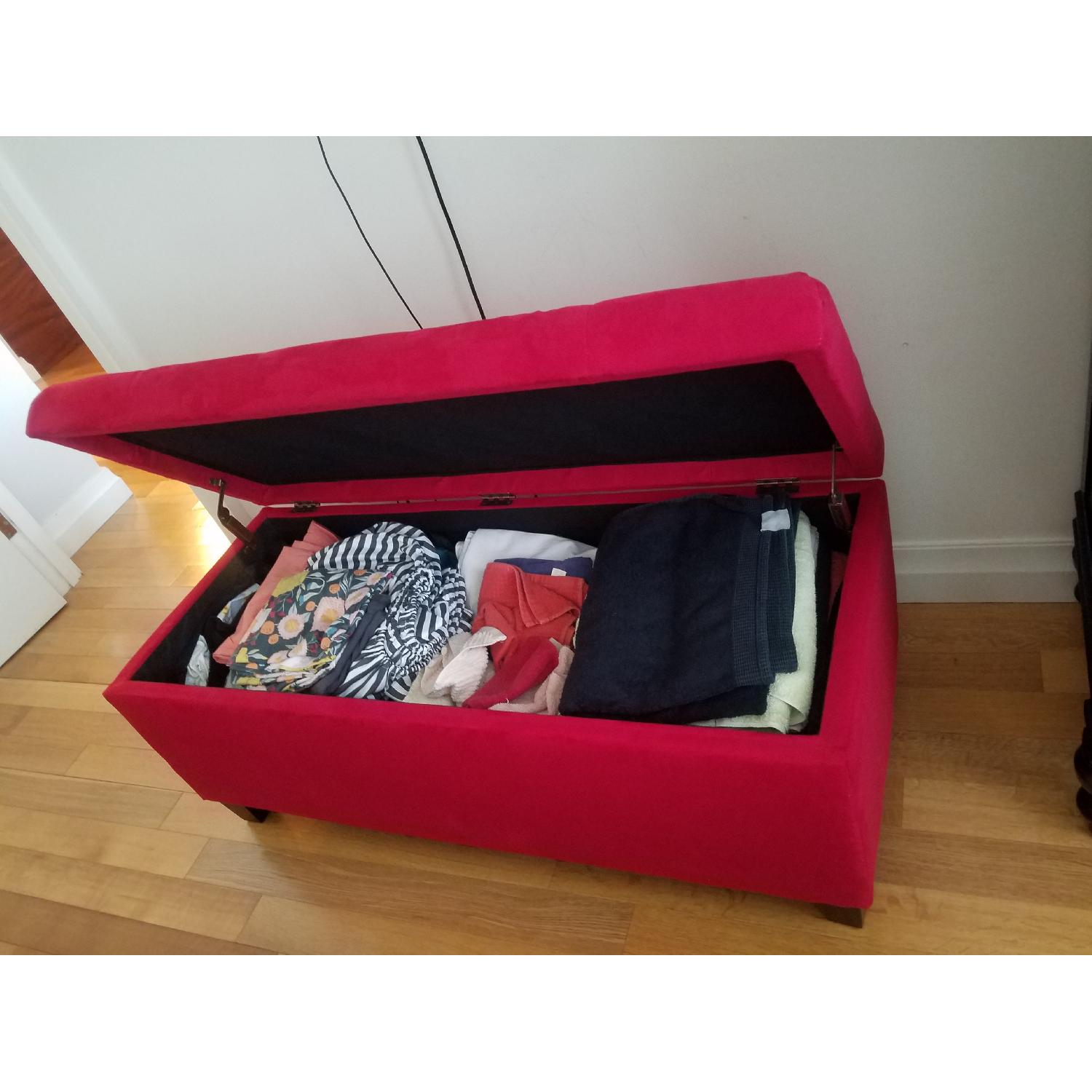 Linon Yolanda Red Tufted Flip-Top Ottoman - image-5