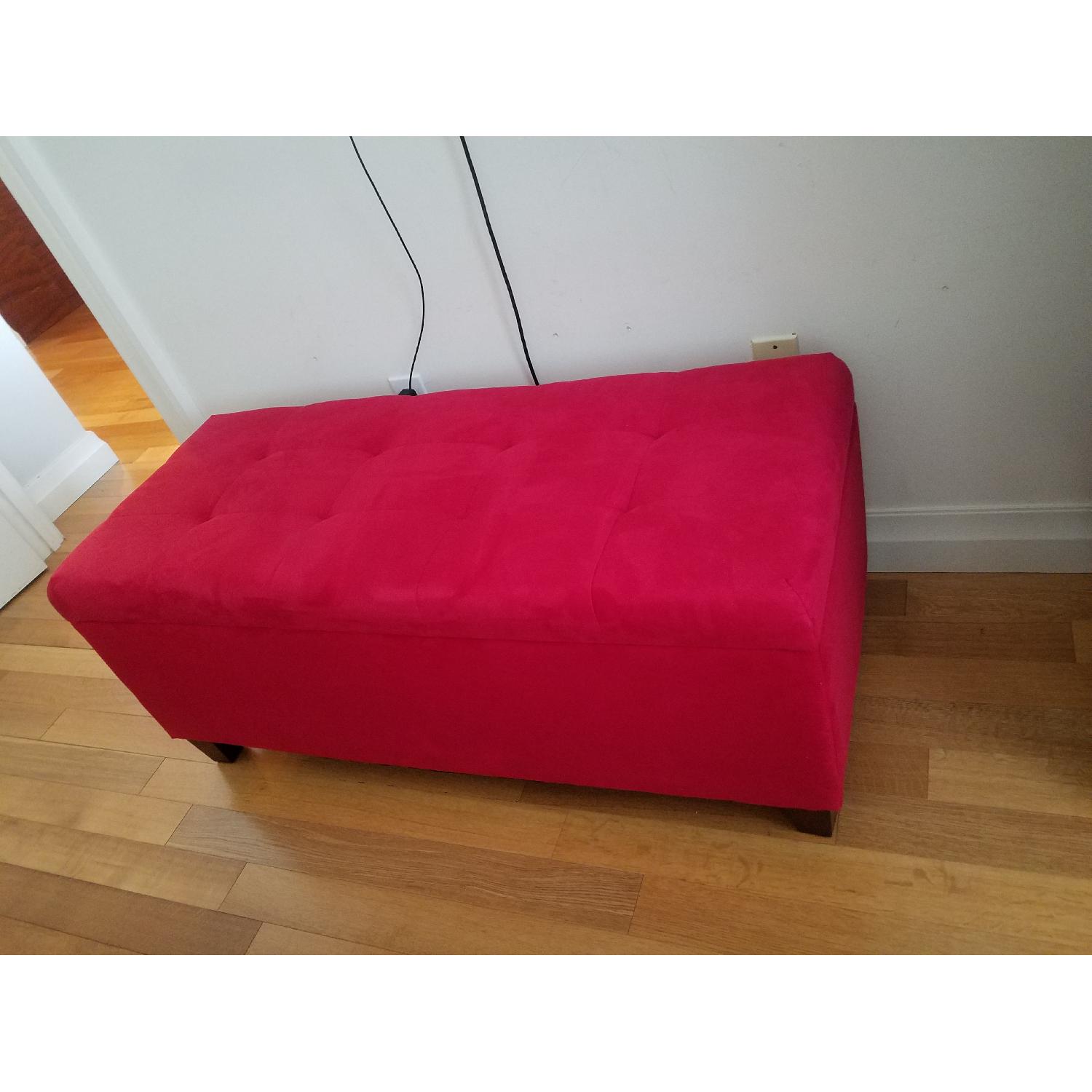 Linon Yolanda Red Tufted Flip-Top Ottoman - image-6