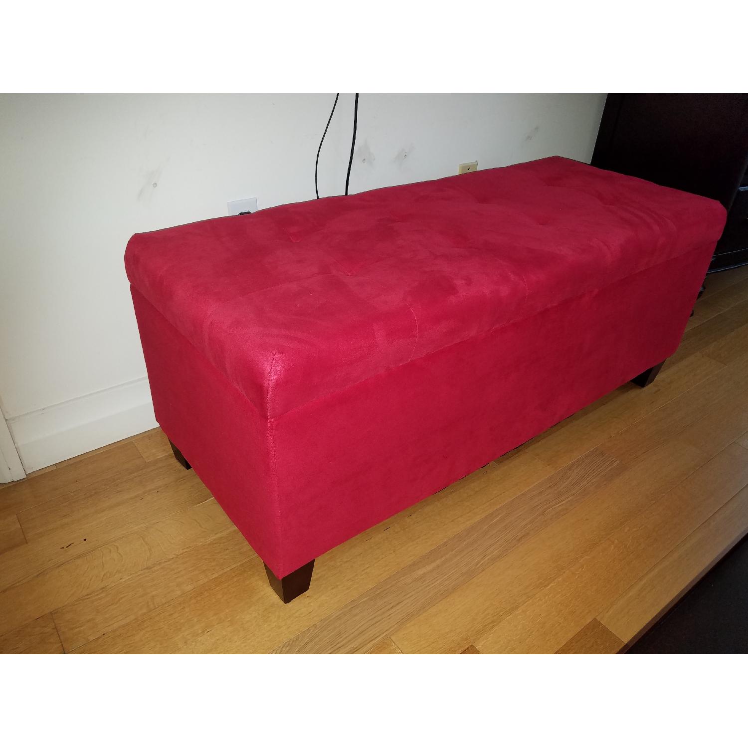 Linon Yolanda Red Tufted Flip-Top Ottoman - image-7