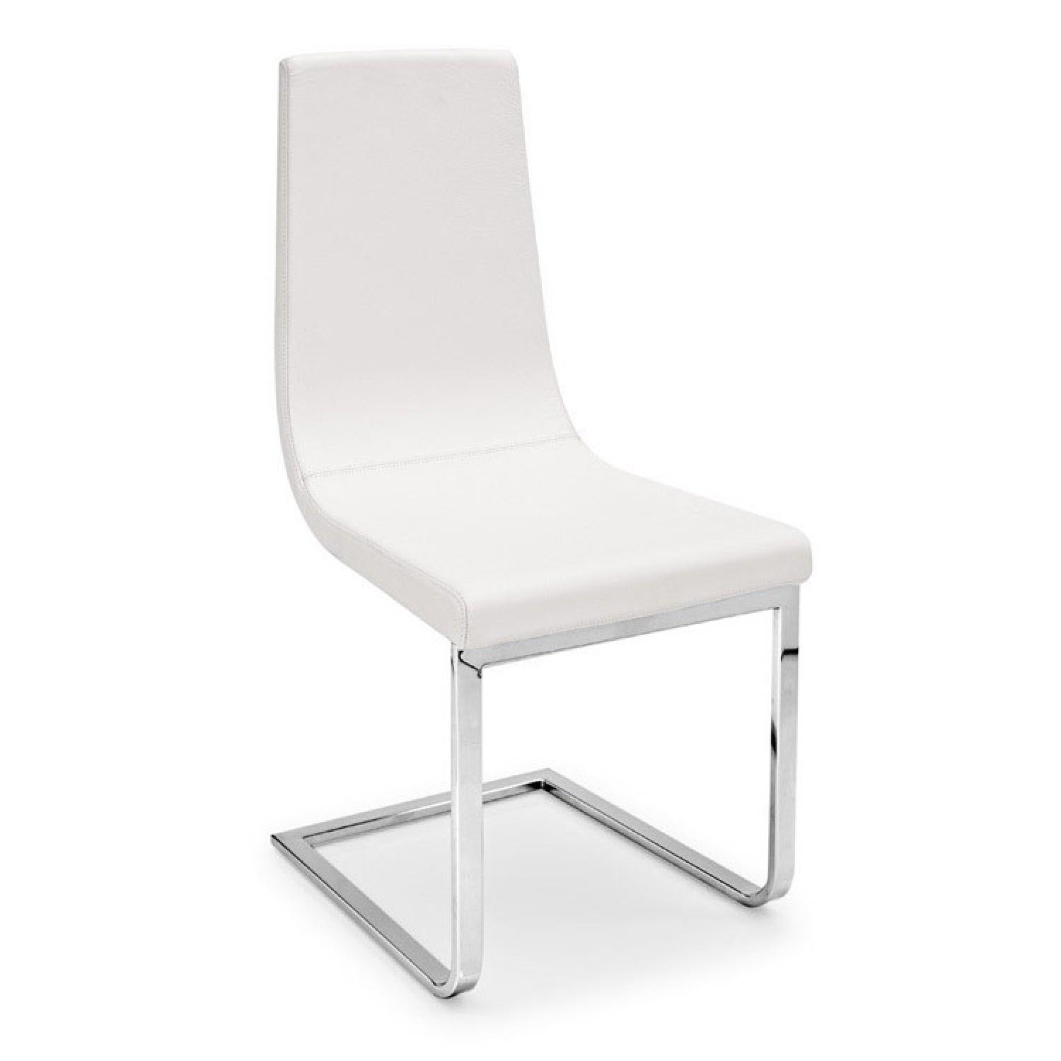 Calligaris Modern White Leather Cruiser Dining Chair AptDeco