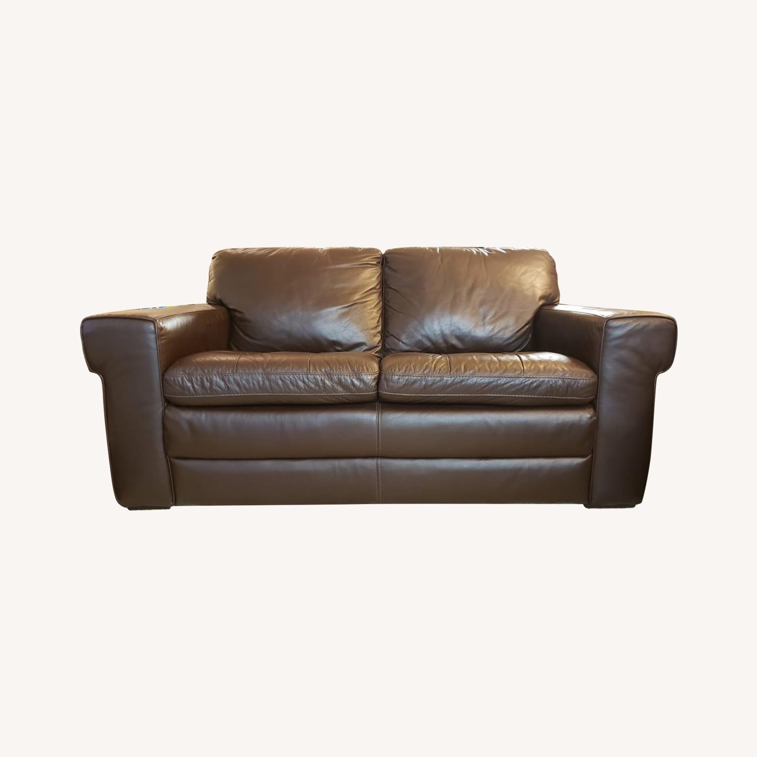 Havertys Rich Chocolate Brown Leather Sofa Set Aptdeco