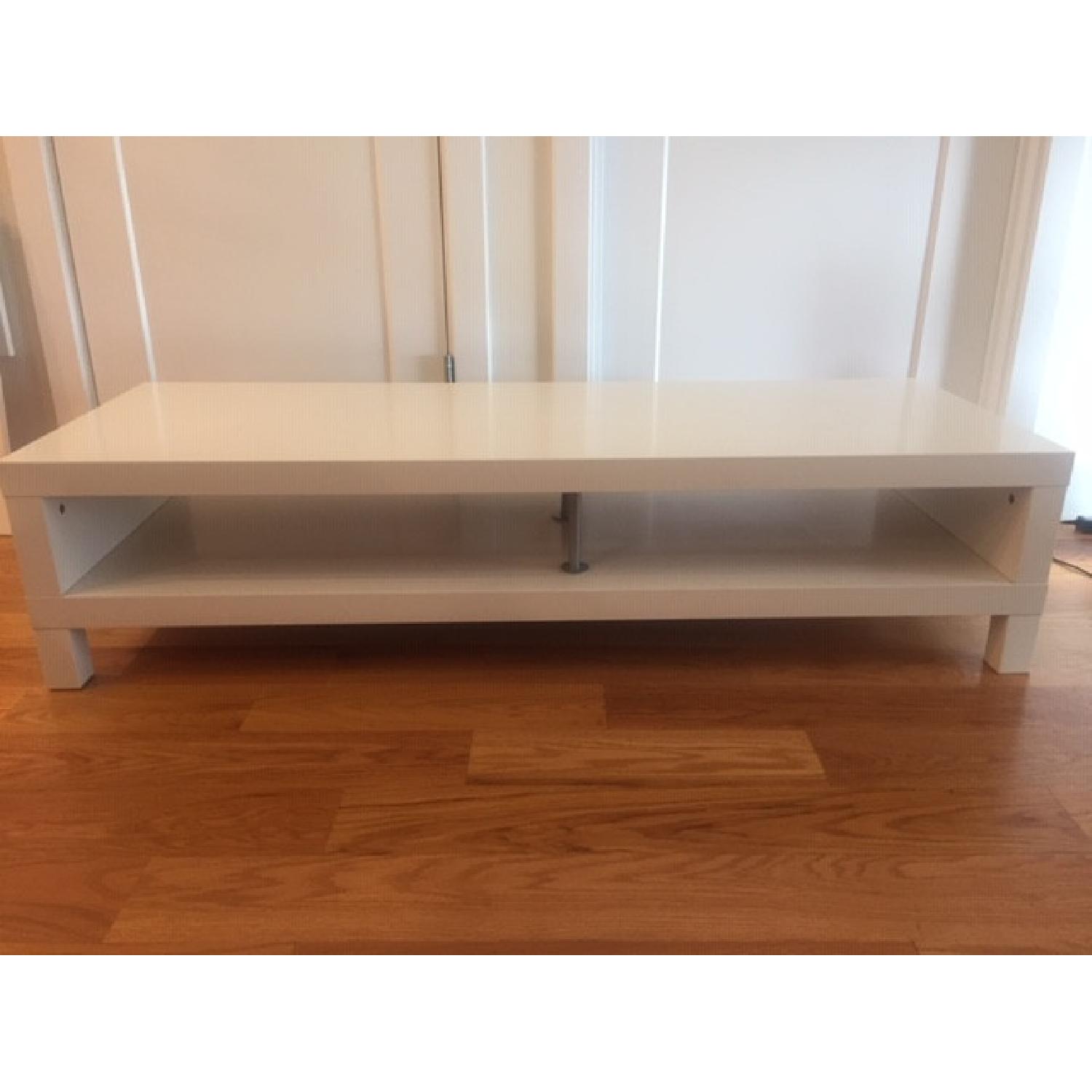 Ikea Glossy White TV Stand AptDeco