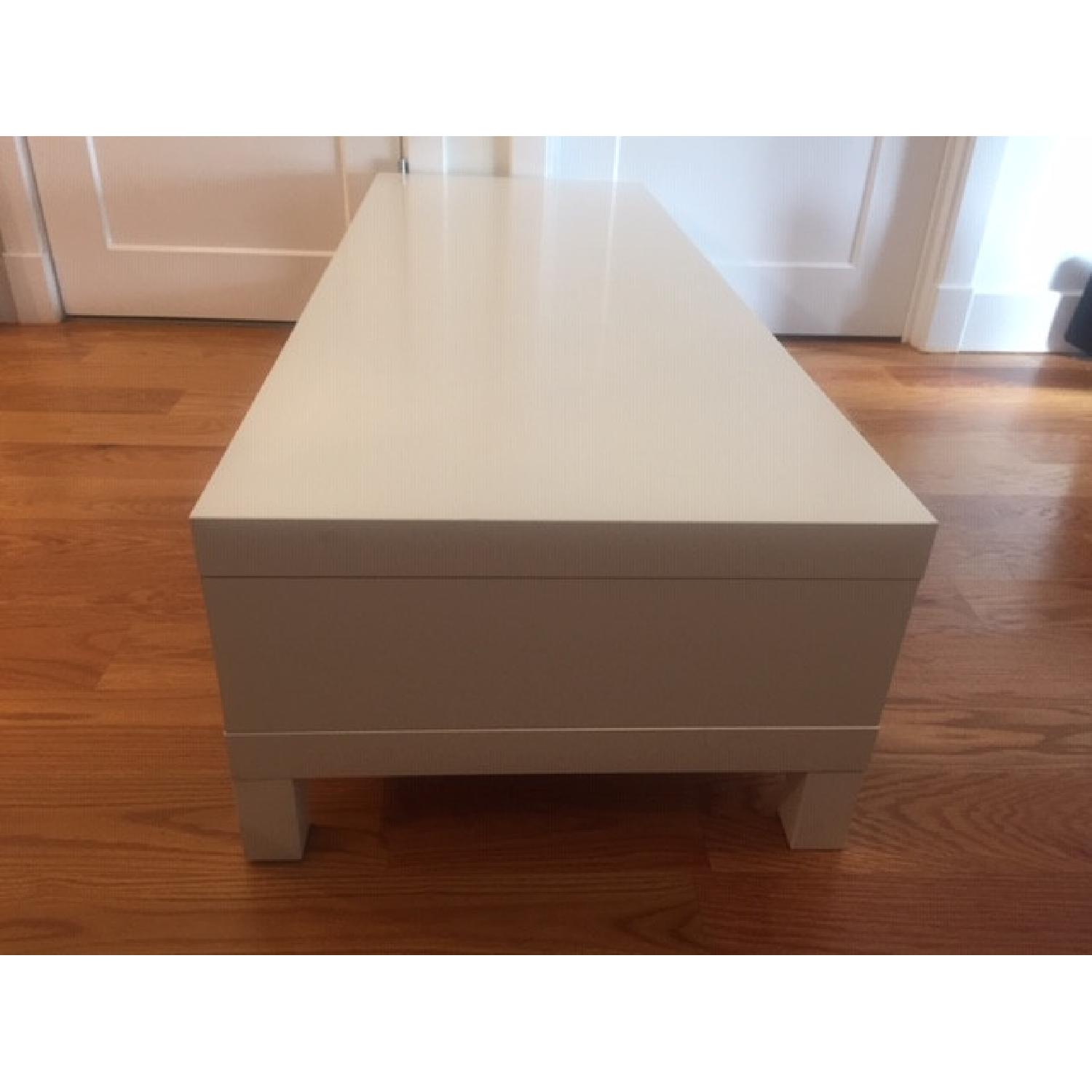 Ikea Glossy White TV Stand AptDeco
