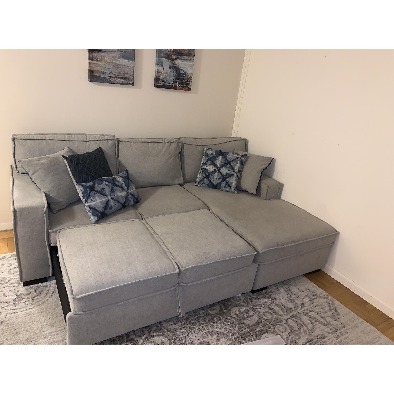 Bob's Grey Sleeper Sectional Sofa - image-5