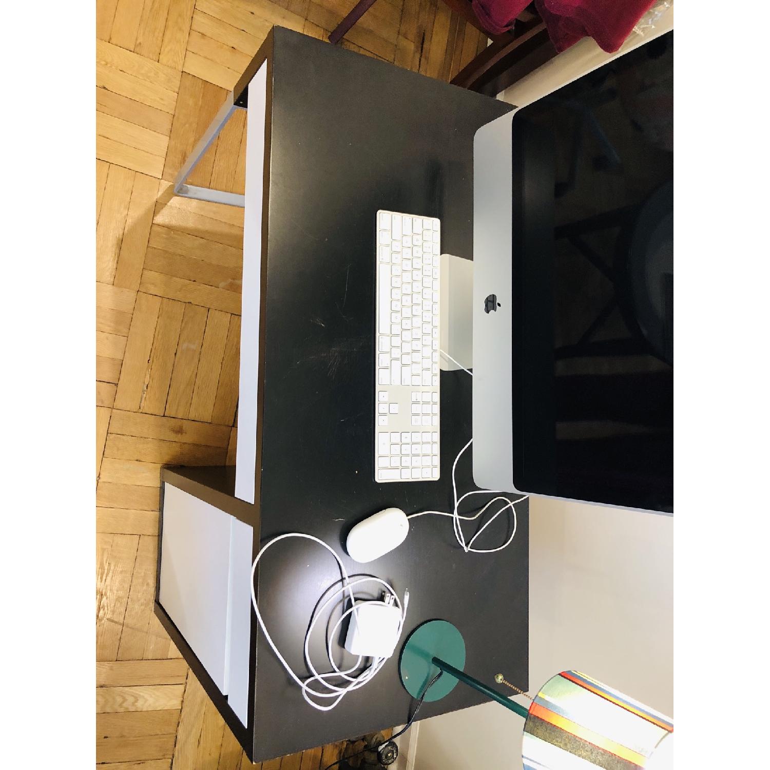 Black & White Wooden Study Desk w/ Gloss White Drawers - image-5