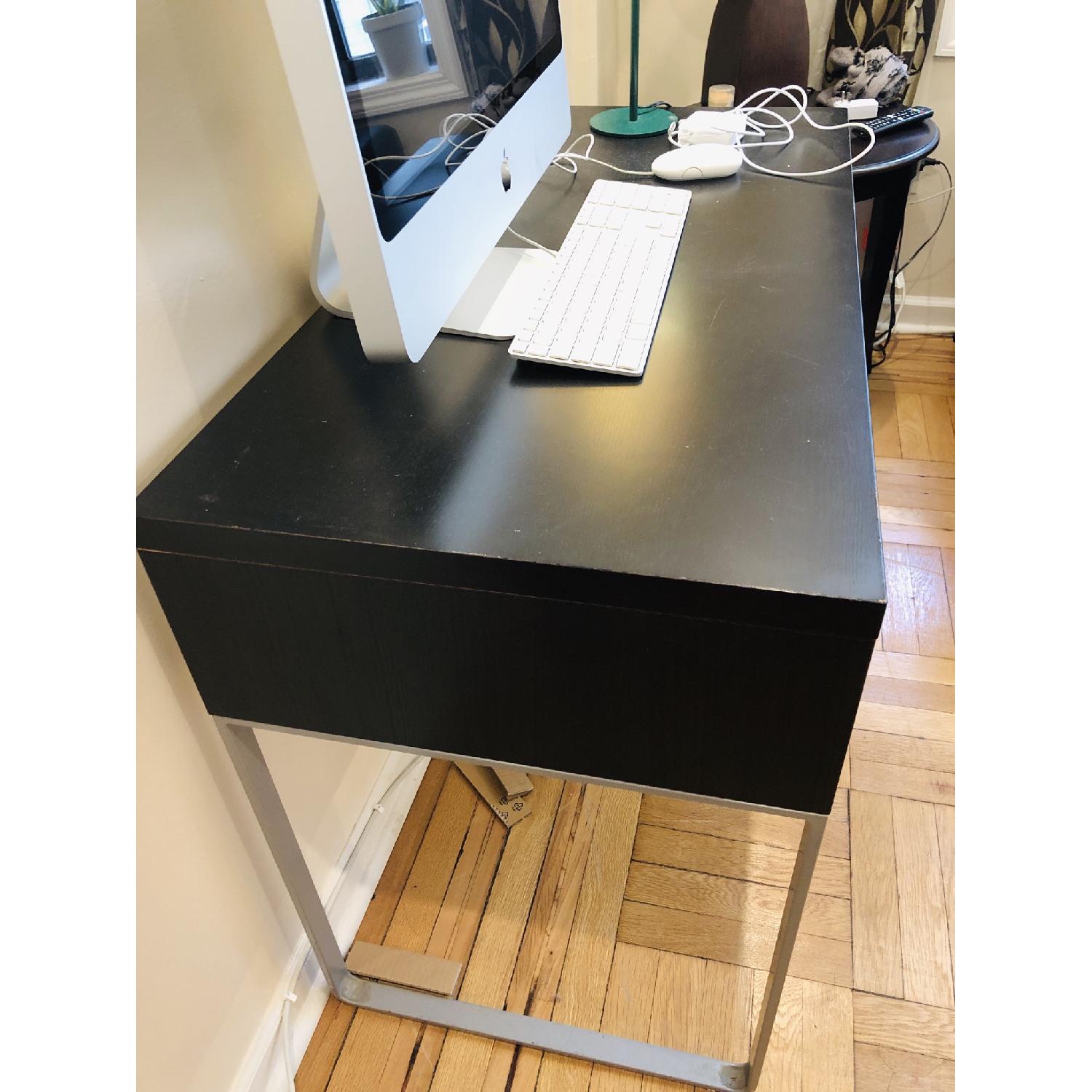 Black & White Wooden Study Desk w/ Gloss White Drawers - image-7