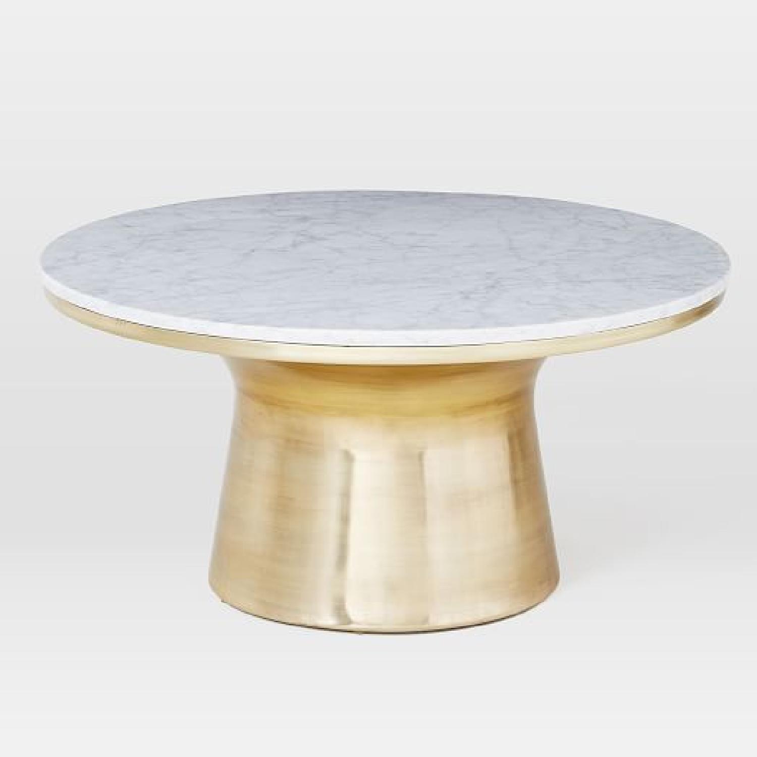 West Elm Marble Topped Pedestal Coffee Table - image-4