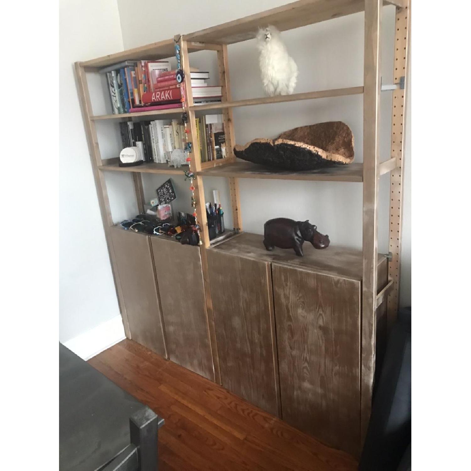 Ikea Rose Gold 2-Section Bookcase w/ Cabinets - image-1