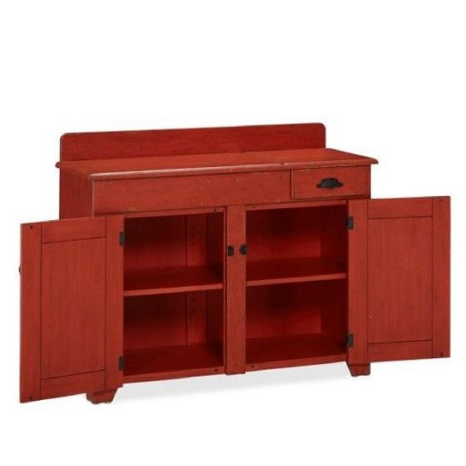 Pottery Barn Red Credenza Cabinet w/ Open Hinge Top - image-11