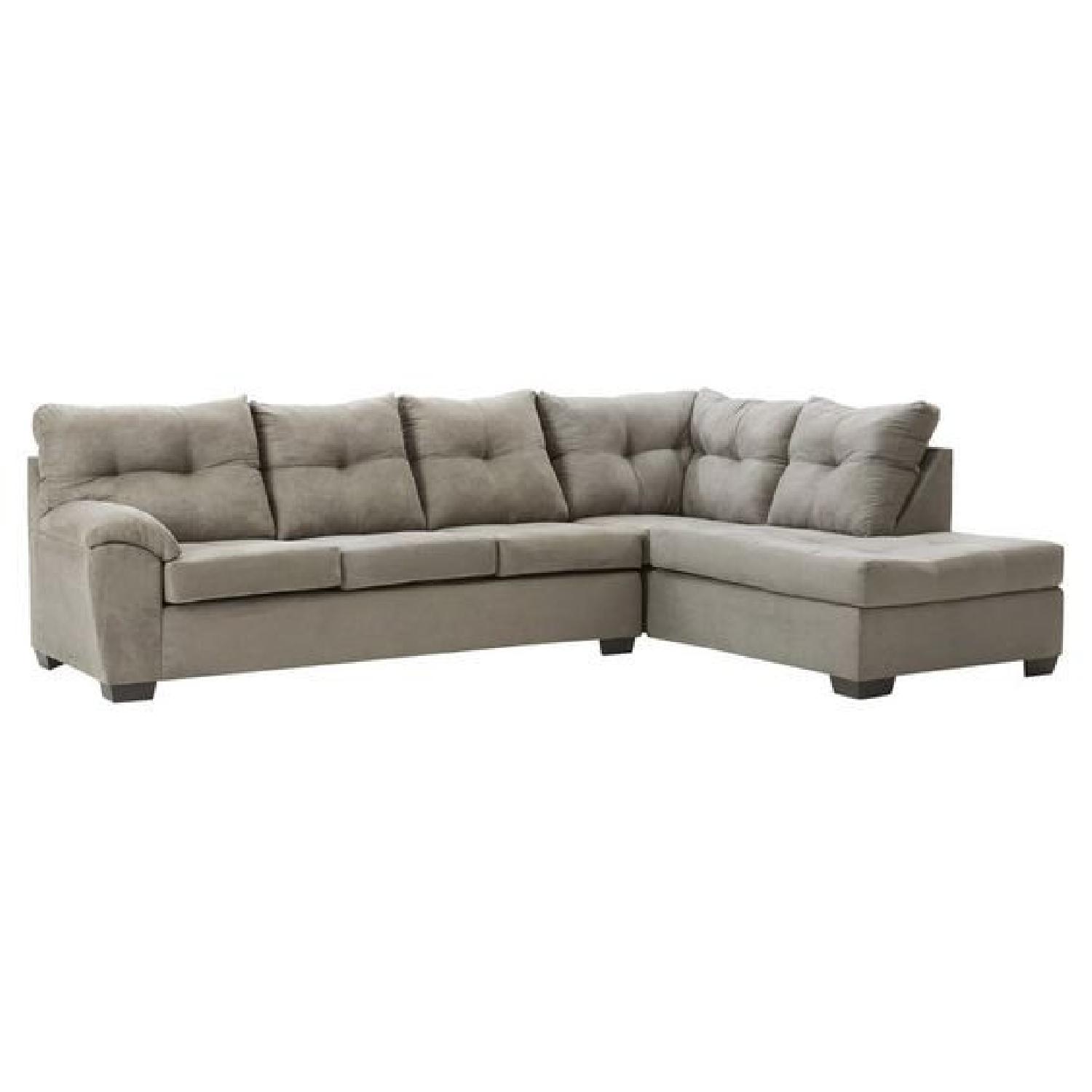 Latitude Run Molinaro Gray Suede Sectional Sofa - image-0