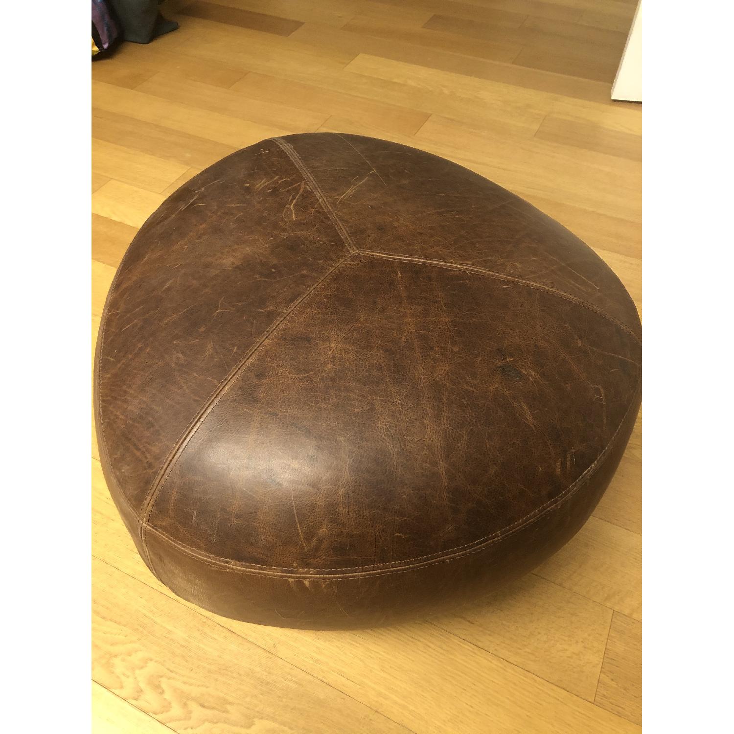 Article - Stone Rawhide Leather Brown Ottoman - image-4