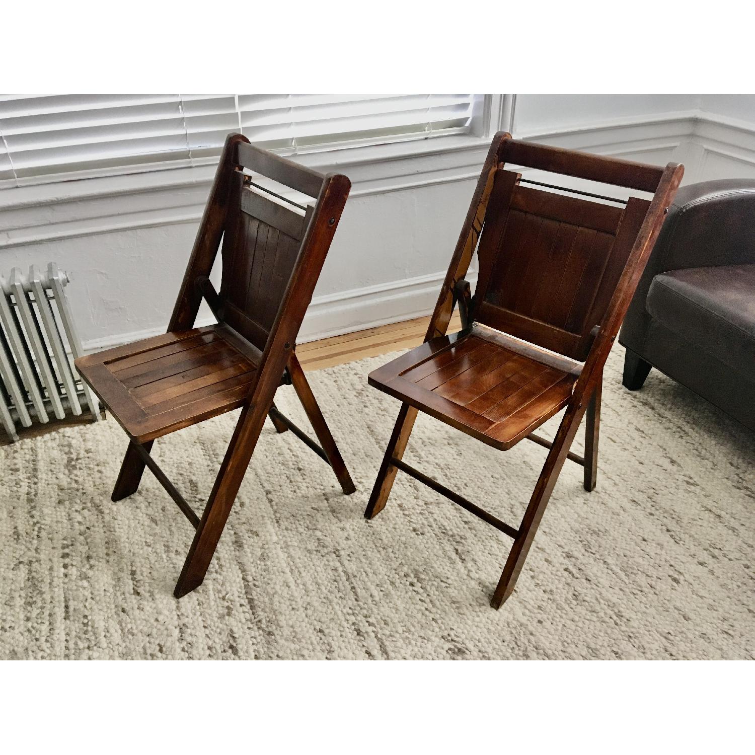 Vintage Wood Slat Folding Chairs - image-0