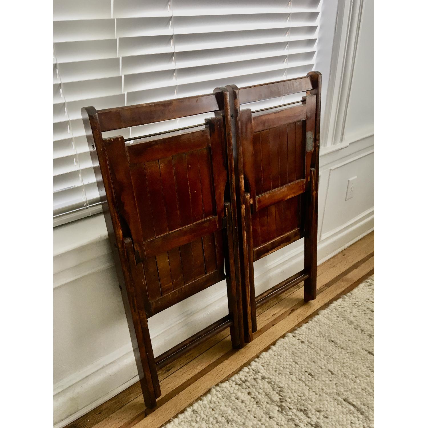 Vintage Wood Slat Folding Chairs - image-3