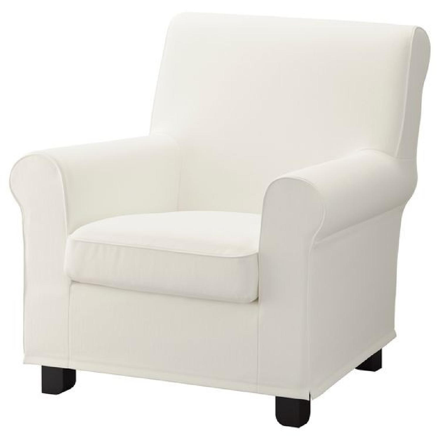 Ikea White Gronlid Armchair & Ottoman - image-0