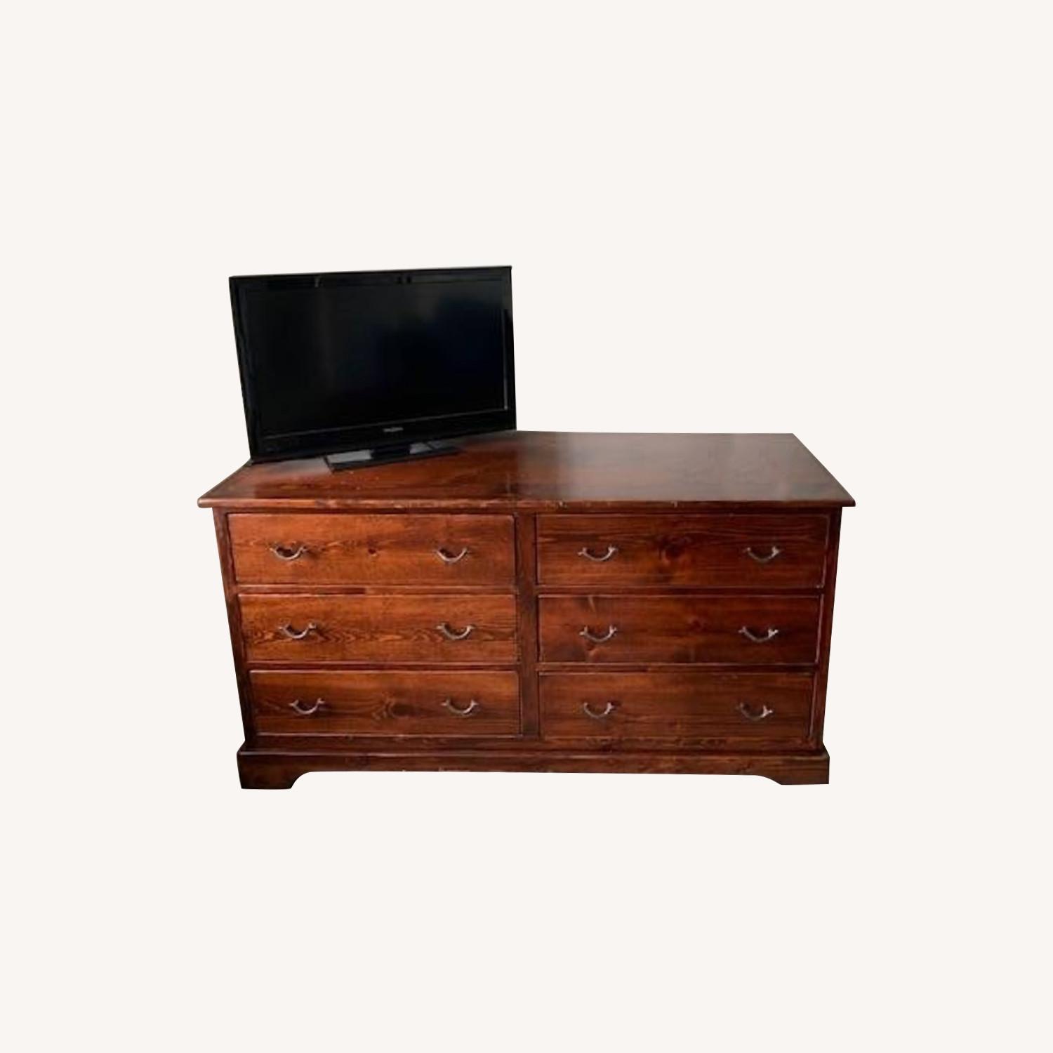 Dark Brown Wood Double Dresser - AptDeco