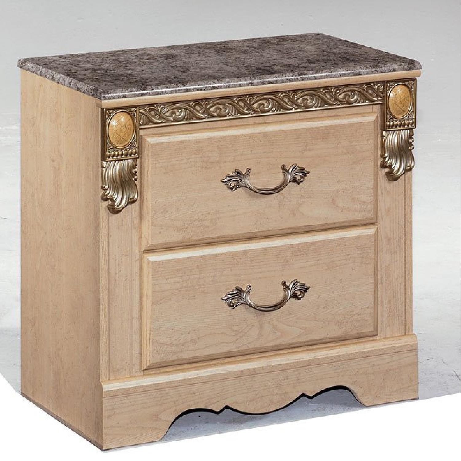 2Drawer Granite Top Bedside Tables AptDeco