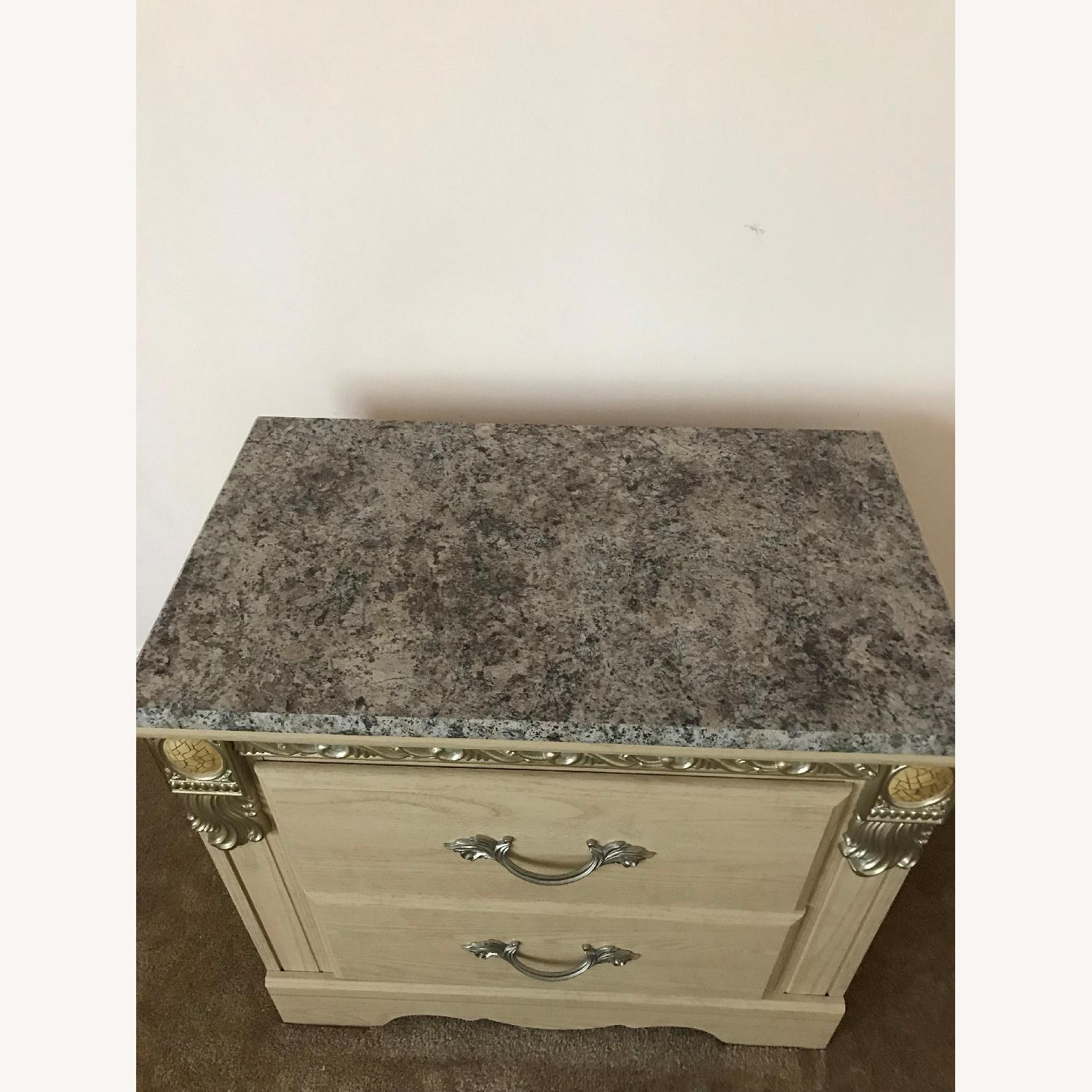 2-Drawer Granite Top Bedside Tables - image-1
