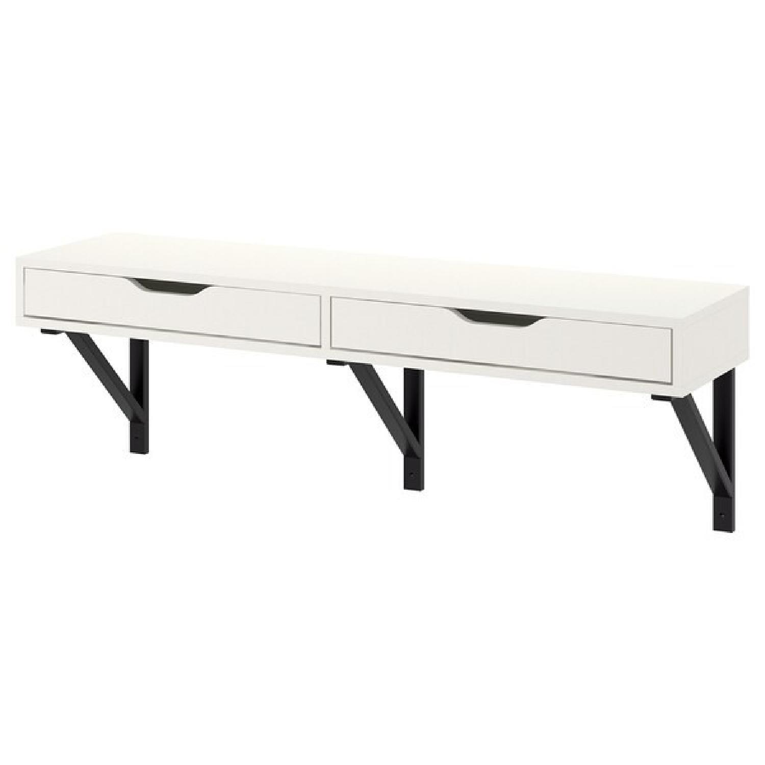 Ikea White Wall Shelf w/ Drawers - image-0