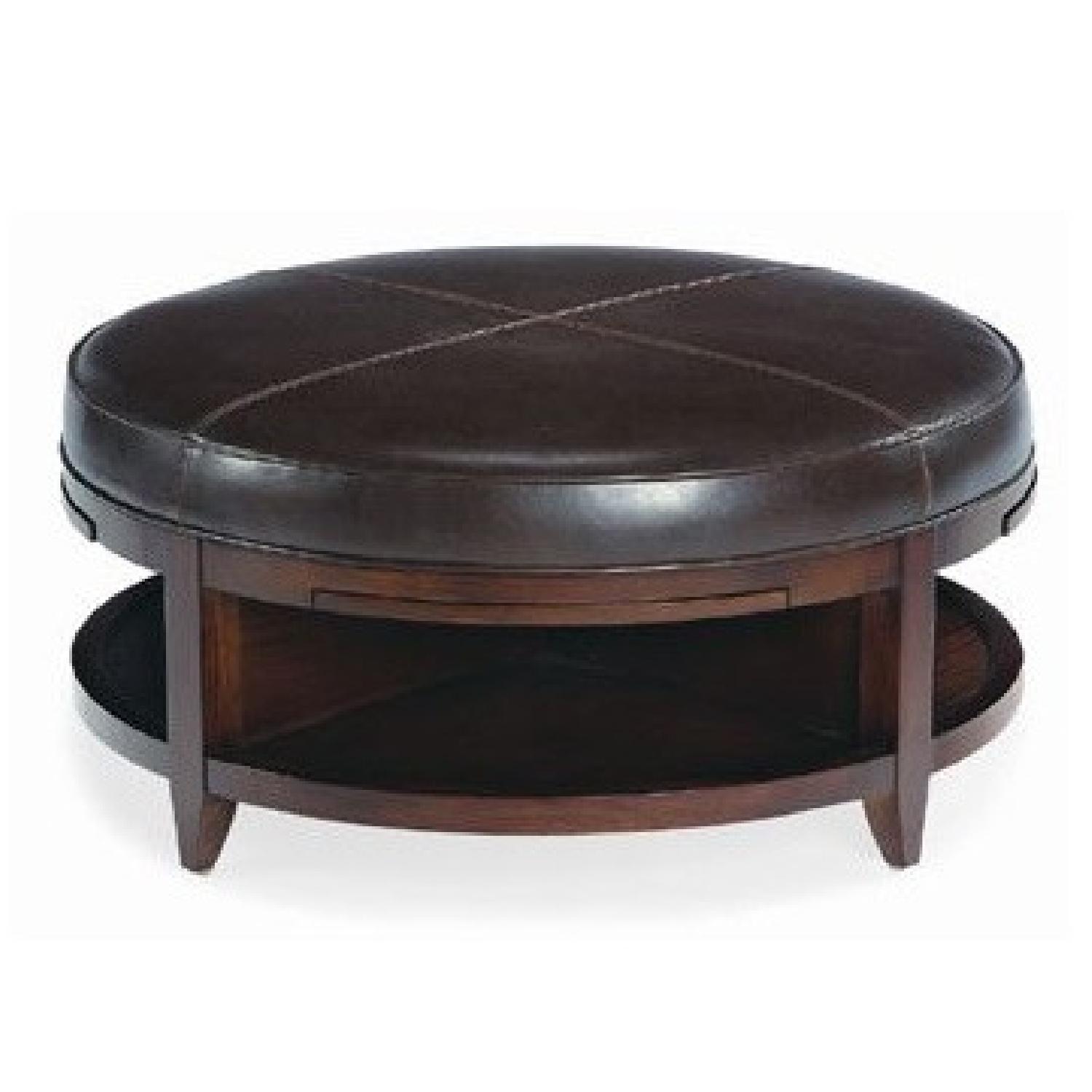 Bernhardt Round Leather Top Coffee Table - image-5