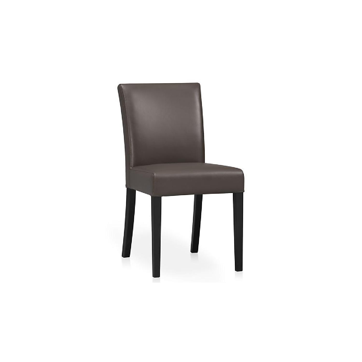 Crate & Barrel Lowe Grey Leather Dining Chairs AptDeco