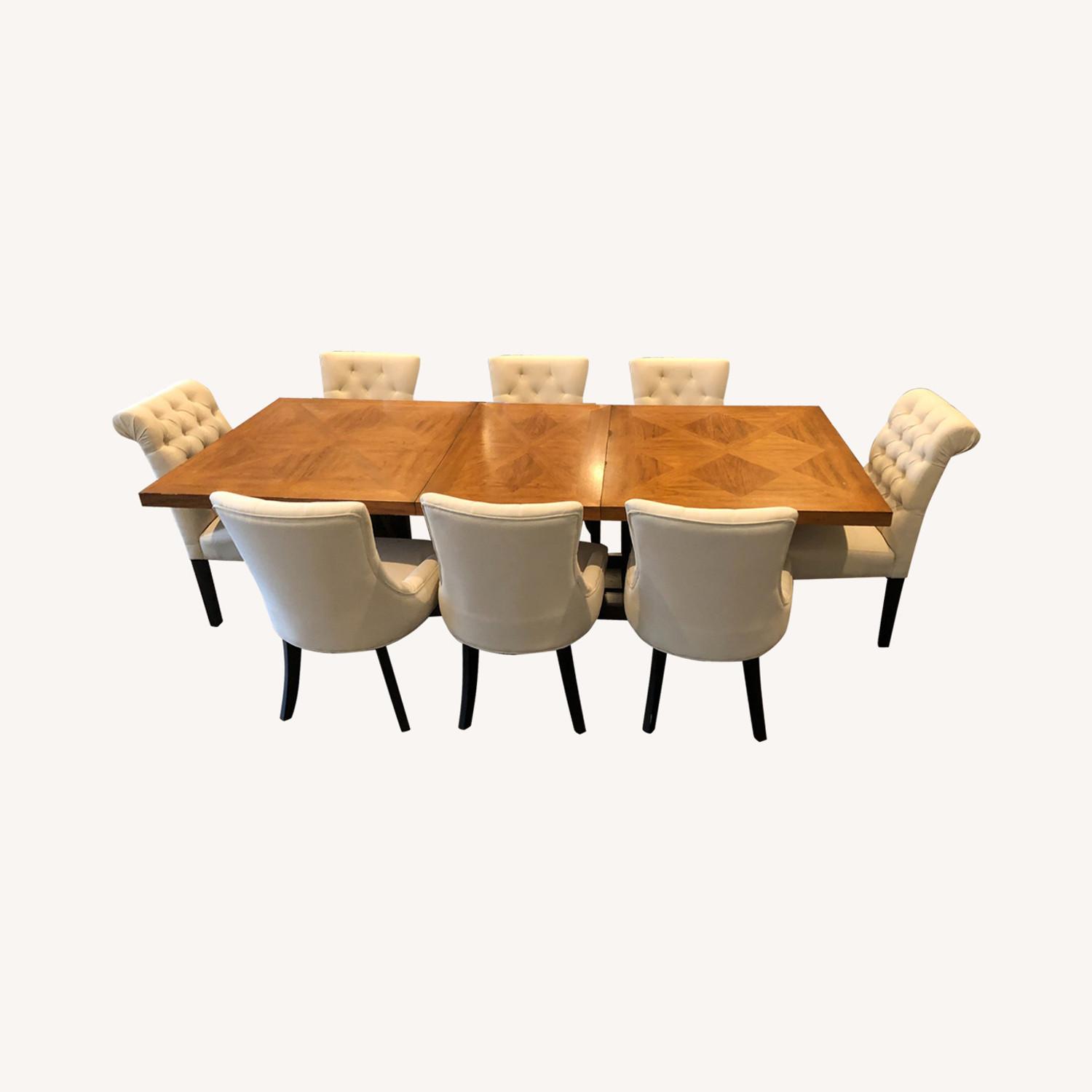 Wood Dining Table w/ 8 Dining Chairs - AptDeco