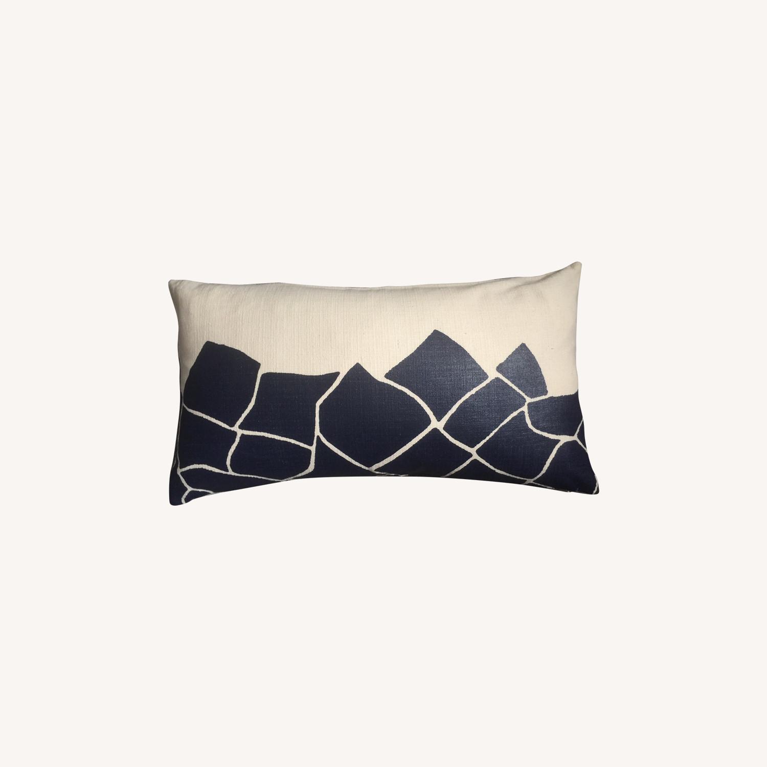 Cubist Midnight Blue Printed Pillow - image-0