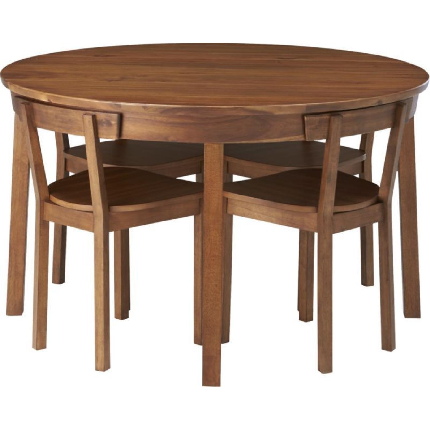 CB2 Round Dining Table w/ 4 Inlaid Chairs - AptDeco