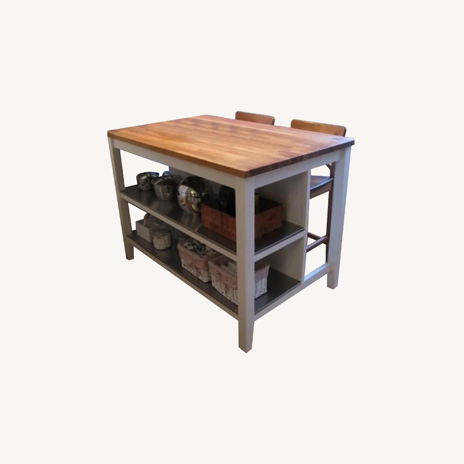 Ikea Stenstorp Kitchen Island w/ 2 Bar Stools AptDeco