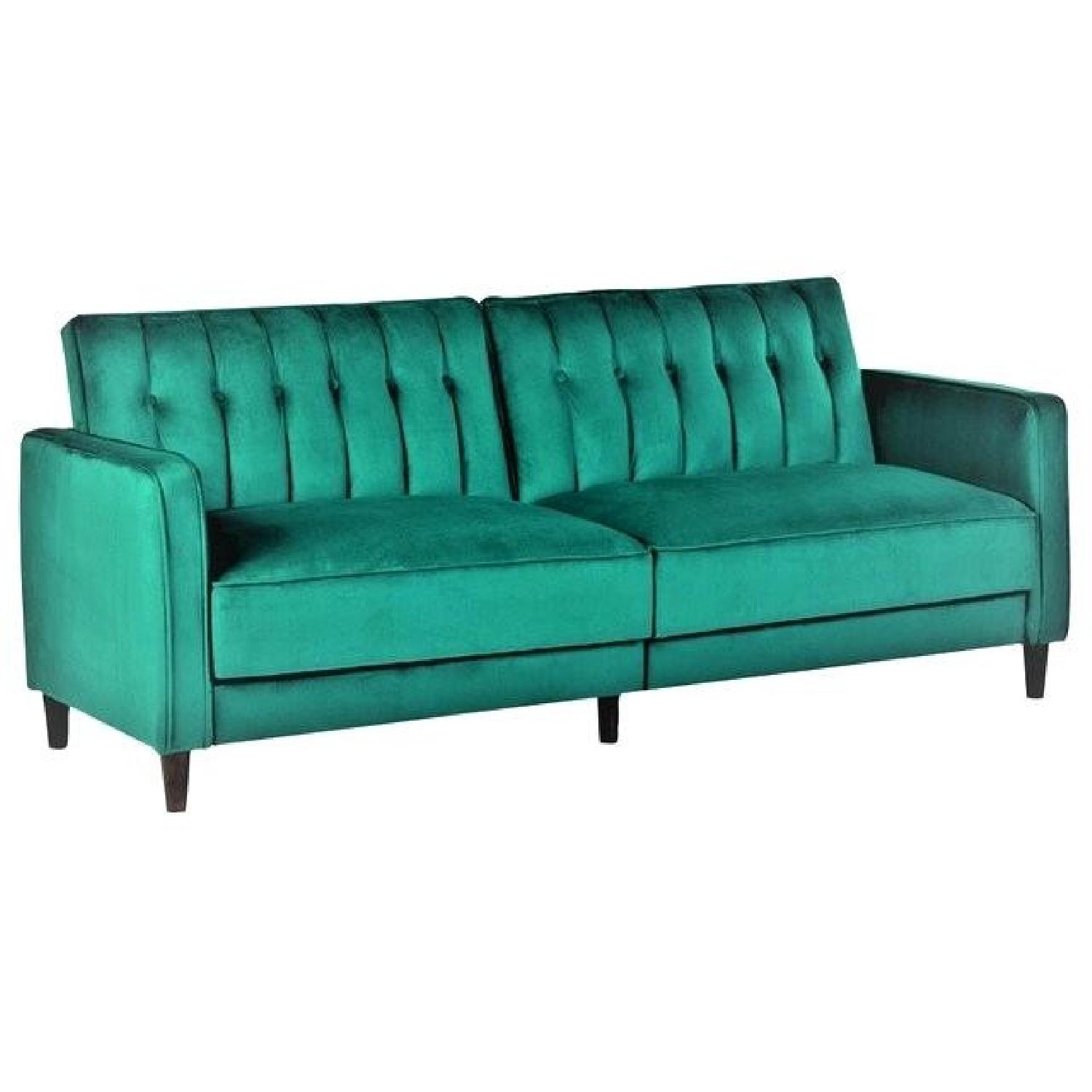 Emerald Green Velvet Tufted Sleeper Sofa AptDeco
