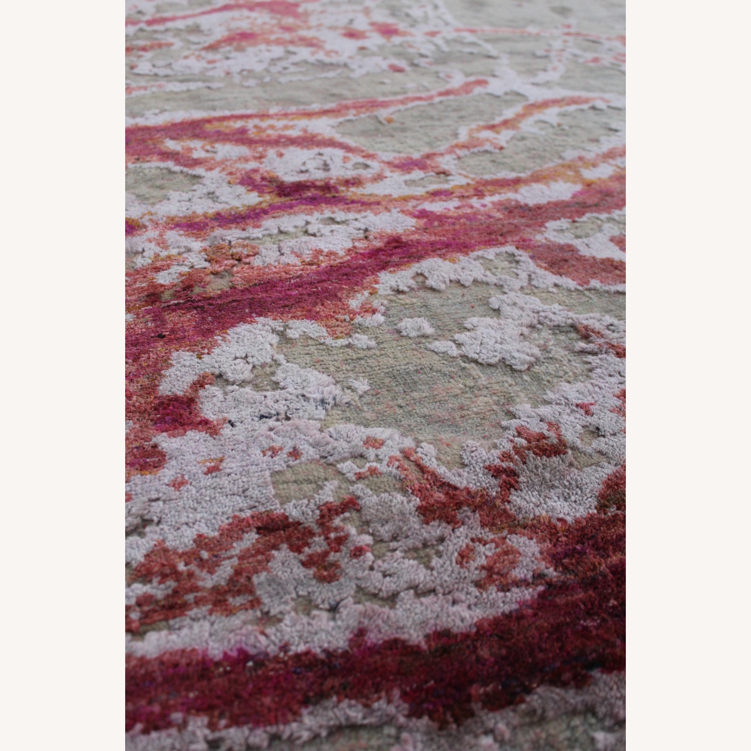 Hand-Knotted Wool & Silk Abstract Organic Woven Rug - image-1